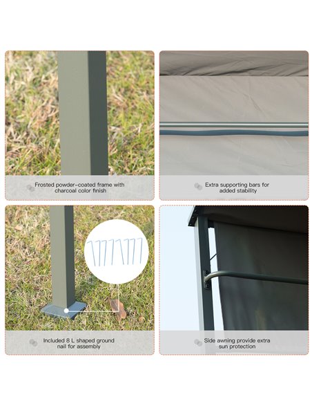 Outsunny BBQ Canopy, Metal Frame, Outdoor Grill Shelter, Ventilated Roof, Weather-Resistant, Grey 84C-174 - pic 66053 | FastDaddyshop
