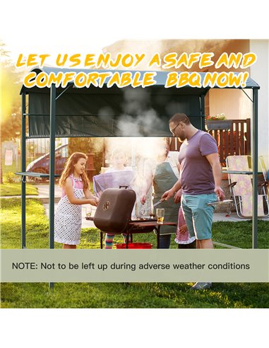 Outsunny BBQ Canopy, Metal Frame, Outdoor Grill Shelter, Ventilated Roof, Weather-Resistant, Grey 84C-174