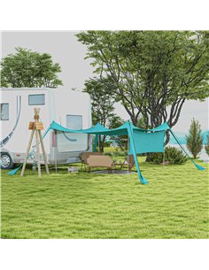 Outsunny Beach Shelter with Side Wall, Portable Carry Bag, Ideal for Camping, Fishing, Picnics, Sky Blue A20-427V00LB 2