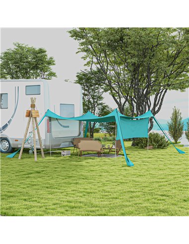 Outsunny Beach Shelter with Side Wall, Portable Carry Bag, Ideal for Camping, Fishing, Picnics, Sky Blue A20-427V00LB
