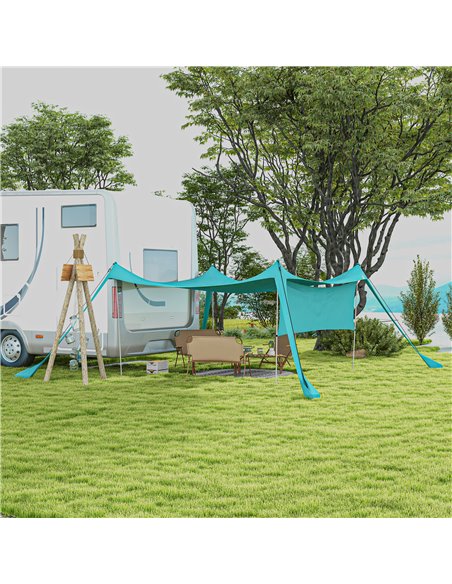 Outsunny Beach Shelter with Side Wall, Portable Carry Bag, Ideal for Camping, Fishing, Picnics, Sky Blue A20-427V00LB - pic 66104 | FastDaddyshop