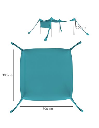 Outsunny Beach Shelter with Side Wall, Portable Carry Bag, Ideal for Camping, Fishing, Picnics, Sky Blue A20-427V00LB