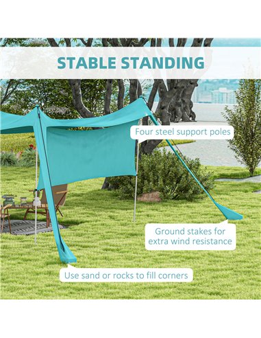 Outsunny Beach Shelter with Side Wall, Portable Carry Bag, Ideal for Camping, Fishing, Picnics, Sky Blue A20-427V00LB