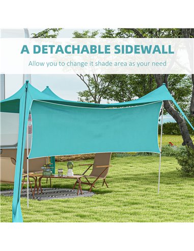 Outsunny Beach Shelter with Side Wall, Portable Carry Bag, Ideal for Camping, Fishing, Picnics, Sky Blue A20-427V00LB