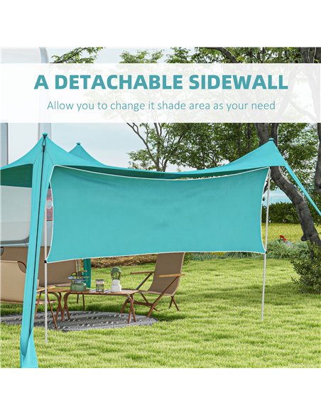 Outsunny Beach Shelter with Side Wall, Portable Carry Bag, Ideal for Camping, Fishing, Picnics, Sky Blue A20-427V00LB - pic 66108 | FastDaddyshop