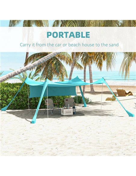 Outsunny Beach Shelter with Side Wall, Portable Carry Bag, Ideal for Camping, Fishing, Picnics, Sky Blue A20-427V00LB - pic 66109 | FastDaddyshop