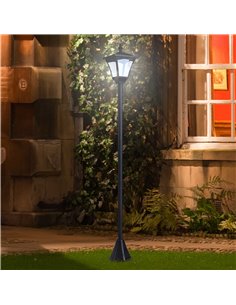 Outsunny Outdoor Solar Powered Post Lamp Sensor Dimmable LED Lantern Bollard Pathway 1.2M Tall - Black 842-107 2