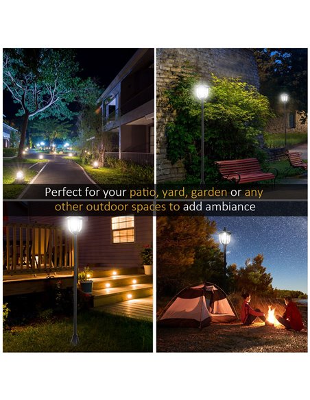 Outsunny Outdoor Solar Powered Post Lamp Sensor Dimmable LED Lantern Bollard Pathway 1.2M Tall - Black 842-107 - pic 66116 | FastDaddyshop