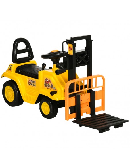 Homcom Kids Ride-On Construction Car, with Fork, Tray, Sounds - Yellow - pic 6614 | FastDaddyshop