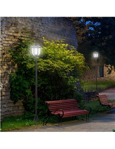 Outsunny 1.77m Tall Free-Standing ABS Garden Solar LED Lamp Post Black B30-006 2