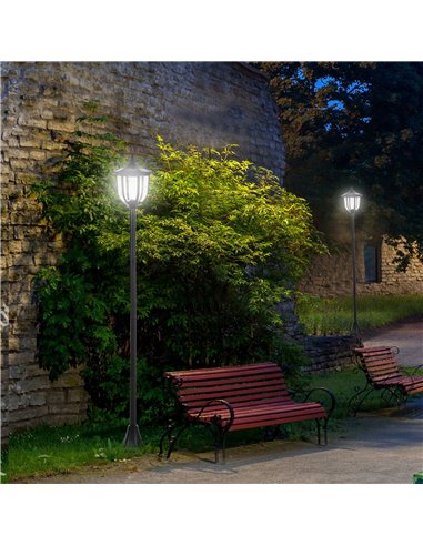 Outsunny 1.77m Tall Free-Standing ABS Garden Solar LED Lamp Post Black B30-006