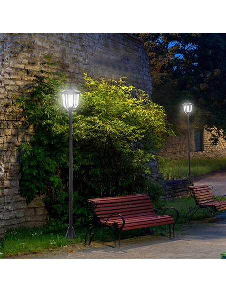 Outsunny 1.77m Tall Free-Standing ABS Garden Solar LED Lamp Post Black B30-006 - pic 66140 | FastDaddyshop