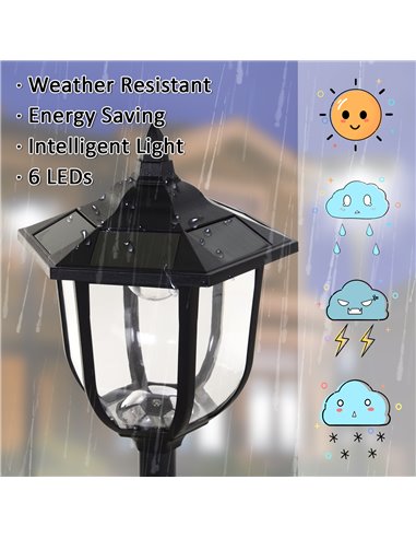 Outsunny 1.77m Tall Free-Standing ABS Garden Solar LED Lamp Post Black B30-006