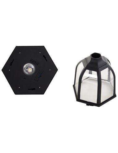 Outsunny 1.77m Tall Free-Standing ABS Garden Solar LED Lamp Post Black B30-006