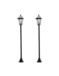Outsunny Solar Powered LED Garden Lamp Post, 2 PCS Lantern for Patio Pathway, Water-Resistant, Auto Switch, Black B30-005