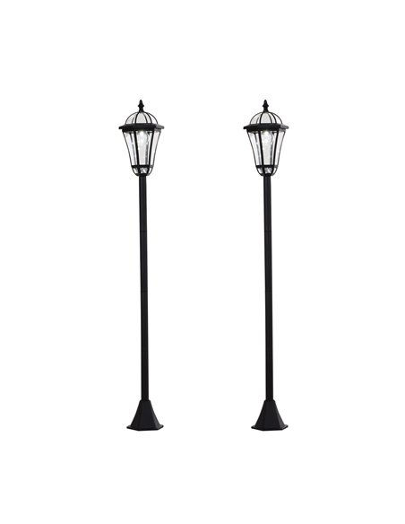 Outsunny Solar Powered LED Garden Lamp Post, 2 PCS Lantern for Patio Pathway, Water-Resistant, Auto Switch, Black B30-005 - pic 66148 | FastDaddyshop