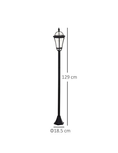 Outsunny Solar Powered LED Garden Lamp Post, 2 PCS Lantern for Patio Pathway, Water-Resistant, Auto Switch, Black B30-005
