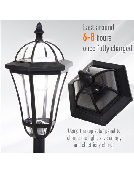 Outsunny Solar Powered LED Garden Lamp Post, 2 PCS Lantern for Patio Pathway, Water-Resistant, Auto Switch, Black B30-005 - pic 66152 | FastDaddyshop