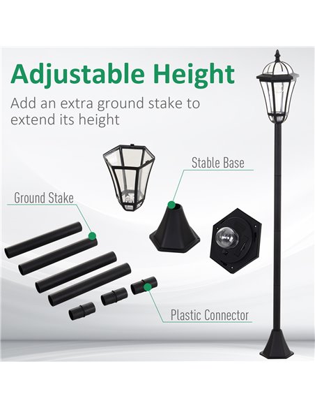 Outsunny Solar Powered LED Garden Lamp Post, 2 PCS Lantern for Patio Pathway, Water-Resistant, Auto Switch, Black B30-005 - pic 66153 | FastDaddyshop