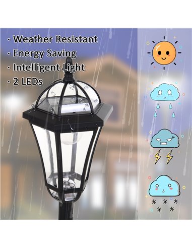 Outsunny Solar Powered LED Garden Lamp Post, 2 PCS Lantern for Patio Pathway, Water-Resistant, Auto Switch, Black B30-005