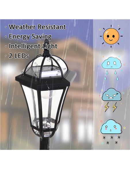 Outsunny Solar Powered LED Garden Lamp Post, 2 PCS Lantern for Patio Pathway, Water-Resistant, Auto Switch, Black B30-005 - pic 66154 | FastDaddyshop