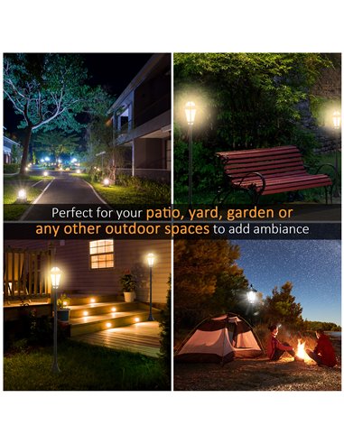 Outsunny Solar Powered LED Garden Lamp Post, 2 PCS Lantern for Patio Pathway, Water-Resistant, Auto Switch, Black B30-005