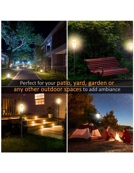 Outsunny Solar Powered LED Garden Lamp Post, 2 PCS Lantern for Patio Pathway, Water-Resistant, Auto Switch, Black B30-005 - pic 66155 | FastDaddyshop