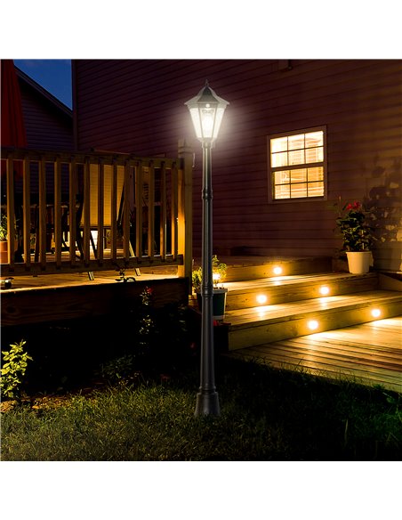 Outsunny 1.9M Garden Lamp Post Light, IP44 Outdoor LED Solar Powered Lantern Lamp with Aluminium Frame for Patio, Pathway and Wa - pic 66167 | FastDaddyshop