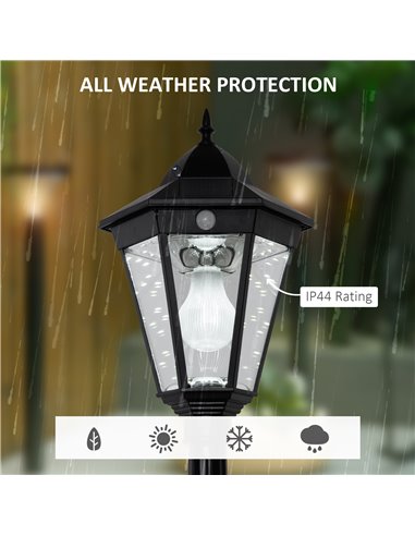 Outsunny 1.9M Garden Lamp Post Light, IP44 Outdoor LED Solar Powered Lantern Lamp with Aluminium Frame for Patio, Pathway and Wa