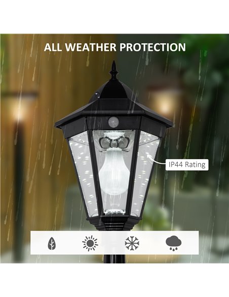 Outsunny 1.9M Garden Lamp Post Light, IP44 Outdoor LED Solar Powered Lantern Lamp with Aluminium Frame for Patio, Pathway and Wa - pic 66169 | FastDaddyshop