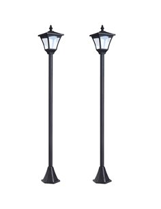 Outsunny Set of 2 Outdoor Garden Solar Post Lamp Sensor Dimmable LED Lantern Bollard IP44 Energy-saving 1.2M Tall, Black B30-P00