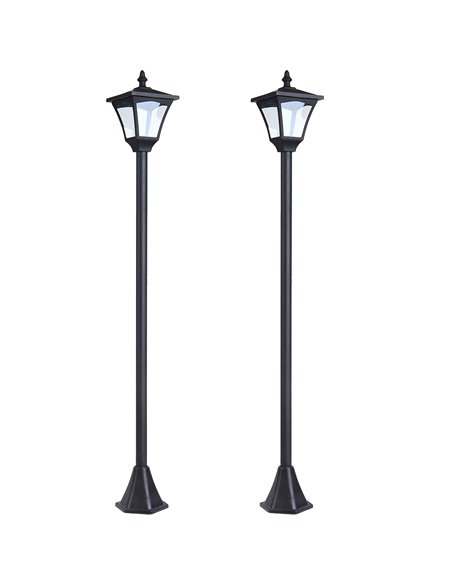 Outsunny Set of 2 Outdoor Garden Solar Post Lamp Sensor Dimmable LED Lantern Bollard IP44 Energy-saving 1.2M Tall, Black B30-P00 - pic 66193 | FastDaddyshop