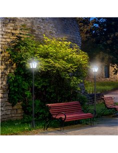 Outsunny Set of 2 Outdoor Garden Solar Post Lamp Sensor Dimmable LED Lantern Bollard IP44 Energy-saving 1.2M Tall, Black B30-P00 2