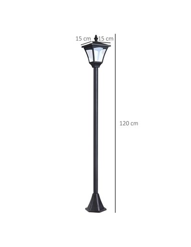 Outsunny Set of 2 Outdoor Garden Solar Post Lamp Sensor Dimmable LED Lantern Bollard IP44 Energy-saving 1.2M Tall, Black B30-P00