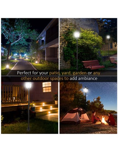 Outsunny Set of 2 Outdoor Garden Solar Post Lamp Sensor Dimmable LED Lantern Bollard IP44 Energy-saving 1.2M Tall, Black B30-P00