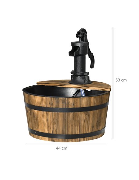 Outsunny 1 Tier Wooden Barrel Water Fountain Outdoor Garden Decorative Water Feature w/ Electric Pump 844-129 - pic 66204 | FastDaddyshop