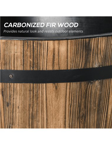 Outsunny 1 Tier Wooden Barrel Water Fountain Outdoor Garden Decorative Water Feature w/ Electric Pump 844-129