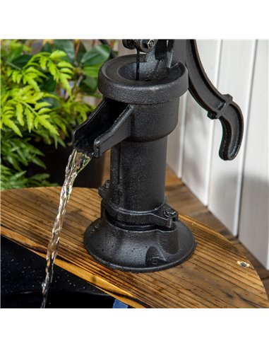 Outsunny 1 Tier Wooden Barrel Water Fountain Outdoor Garden Decorative Water Feature w/ Electric Pump 844-129