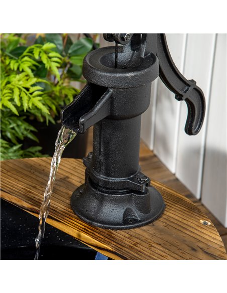 Outsunny 1 Tier Wooden Barrel Water Fountain Outdoor Garden Decorative Water Feature w/ Electric Pump 844-129 - pic 66209 | FastDaddyshop