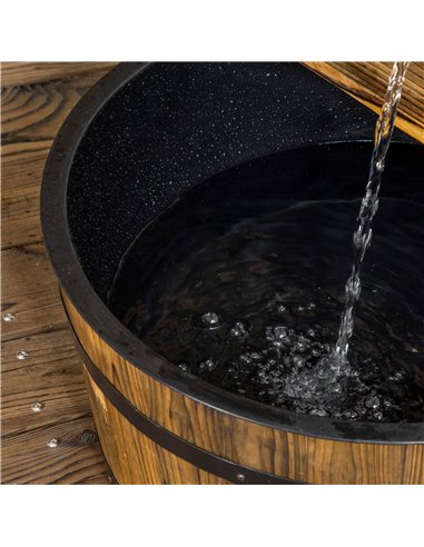 Outsunny 1 Tier Wooden Barrel Water Fountain Outdoor Garden Decorative Water Feature w/ Electric Pump 844-129