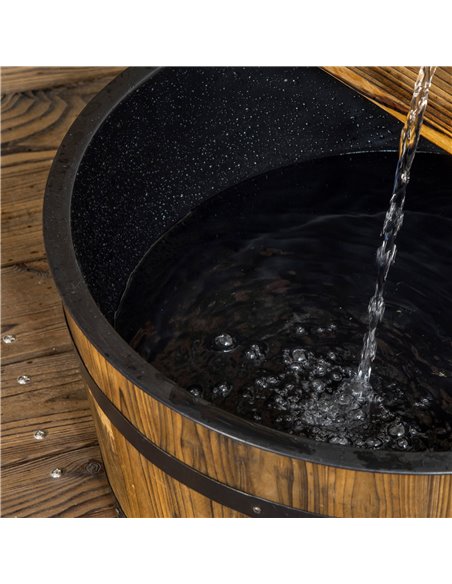 Outsunny 1 Tier Wooden Barrel Water Fountain Outdoor Garden Decorative Water Feature w/ Electric Pump 844-129 - pic 66210 | FastDaddyshop