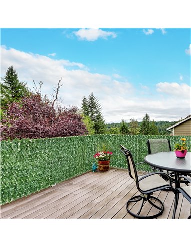 Outsunny Artificial Hedge Screen, Leaf Design for Garden Outdoor Indoor Decor, 3M x 1M, Dark Green 844-200