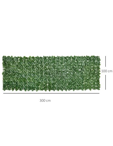 Outsunny Artificial Hedge Screen, Leaf Design for Garden Outdoor Indoor Decor, 3M x 1M, Dark Green 844-200