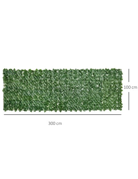 Outsunny Artificial Hedge Screen, Leaf Design for Garden Outdoor Indoor Decor, 3M x 1M, Dark Green 844-200 - pic 66222 | FastDaddyshop