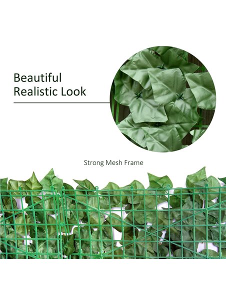 Outsunny Artificial Hedge Screen, Leaf Design for Garden Outdoor Indoor Decor, 3M x 1M, Dark Green 844-200 - pic 66225 | FastDaddyshop