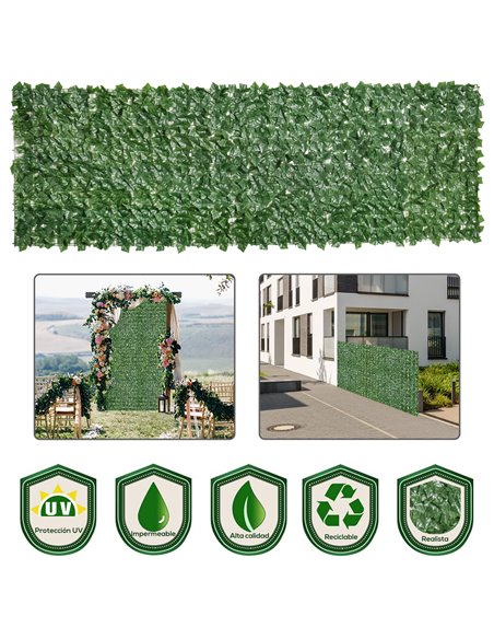 Outsunny Artificial Hedge Screen, Leaf Design for Garden Outdoor Indoor Decor, 3M x 1M, Dark Green 844-200 - pic 66226 | FastDaddyshop