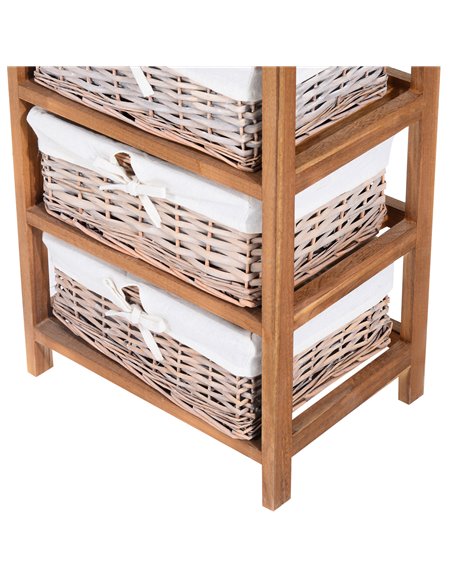 HOMCOM 5 Drawer Dresser Wicker Basket Storage Shelf Unit Wooden Frame Home Organisation Cabinet Bedroom Office Furniture Natural - pic 6623 | FastDaddyshop