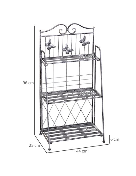 Outsunny Indoor Outdoor Freestanding 3-Tier Garden Plant Stand Metal Flower Display Rack for Potted Plants Balcony Decor 44L x 2 - pic 66231 | FastDaddyshop