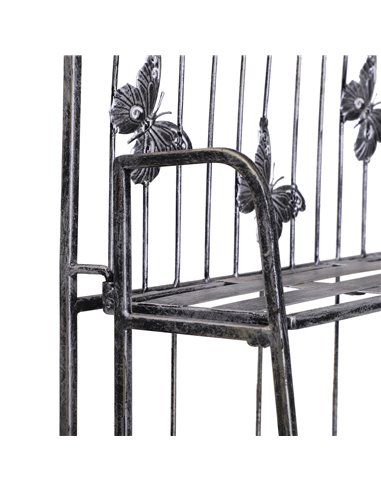 Outsunny Indoor Outdoor Freestanding 3-Tier Garden Plant Stand Metal Flower Display Rack for Potted Plants Balcony Decor 44L x 2