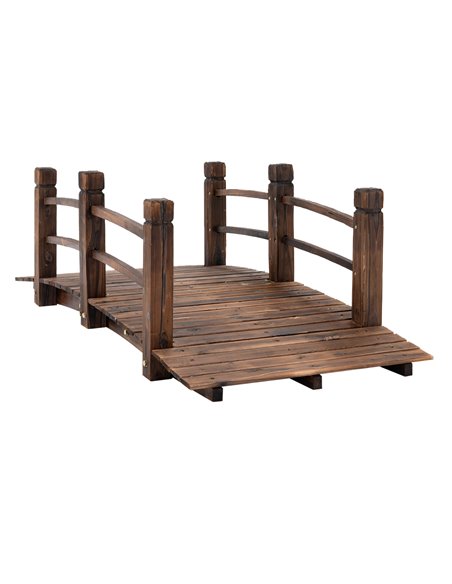 Outsunny Wooden Garden Bridge Lawn Decor Stained Finish Arc Outdoor Pond Walkway w/ Railings 844-132 - pic 66247 | FastDaddyshop